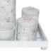 Kit Higiene Espelho Potes, Garrafa, Molhadeira e Capa Flor de Liz Rosa Quarto Bebê Menina