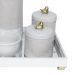 Kit Higiene Espelho Potes, Garrafa, Molhadeira e Capa Passarinho Dourado Quarto Bebê Unissex