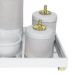 Kit Higiene Espelho Potes, Garrafa, Molhadeira e Capa Provençal Dourado Quarto Bebê Unissex
