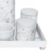 Kit Higiene Espelho Potes, Garrafa, Molhadeira e Capa Rosa Quarto Bebê Menina