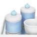 Kit Higiene Espelho Potes, Molhadeira e Capa Coroa Azul Quarto Bebê Menino