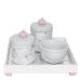 Kit Higiene Espelho Potes, Molhadeira e Capa Coroa Rosa Quarto Bebê Menina