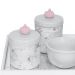 Kit Higiene Espelho Potes, Molhadeira e Capa Coroa Rosa Quarto Bebê Menina