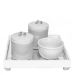 Kit Higiene Espelho Potes, Molhadeira e Capa Flor de Liz Prata Quarto Bebê Unissex