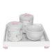 Kit Higiene Espelho Potes, Molhadeira e Capa Flor de Liz Rosa Quarto Bebê Menina