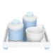 Kit Higiene Espelho Potes, Molhadeira e Capa Nuvem Azul Quarto Bebê Menino