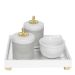 Kit Higiene Espelho Potes, Molhadeira e Capa Provençal Dourado Quarto Bebê Unissex