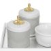 Kit Higiene Espelho Potes, Molhadeira e Capa Provençal Dourado Quarto Bebê Unissex