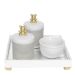 Kit Higiene Espelho Potes, Molhadeira e Capa Ursinho Dourado Quarto Bebê Unissex