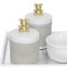 Kit Higiene Espelho Potes, Molhadeira e Capa Ursinho Dourado Quarto Bebê Unissex