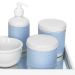 Kit Higiene Espelho Potes, Molhadeira, Porta Álcool-Gel e Capa Azul Quarto Bebê Menino