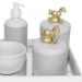 Kit Higiene Espelho Potes, Molhadeira, Porta Álcool-Gel e Capa Cavalinho Dourado Quarto Bebê Unissex