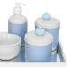 Kit Higiene Espelho Potes, Molhadeira, Porta Álcool-Gel e Capa Coroa Azul Quarto Bebê Menino