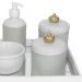 Kit Higiene Espelho Potes, Molhadeira, Porta Álcool-Gel e Capa Coroa Dourado Quarto Bebê Unissex