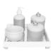 Kit Higiene Espelho Potes, Molhadeira, Porta Álcool-Gel e Capa Coroa Prata Quarto Bebê Unissex