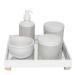 Kit Higiene Espelho Potes, Molhadeira, Porta Álcool-Gel e Capa Dourado Quarto Bebê Unissex