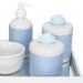 Kit Higiene Espelho Potes, Molhadeira, Porta Álcool-Gel e Capa Nuvem Azul Quarto Bebê Menino