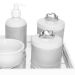 Kit Higiene Espelho Potes, Molhadeira, Porta Álcool-Gel e Capa Nuvem Prata Quarto Bebê Unissex