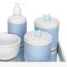 Kit Higiene Espelho Potes, Molhadeira, Porta Álcool-Gel e Capa Passarinho Azul Quarto Bebê Menino