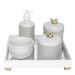 Kit Higiene Espelho Potes, Molhadeira, Porta Álcool-Gel e Capa Passarinho Dourado Quarto Bebê Unissex