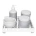 Kit Higiene Espelho Potes, Molhadeira, Porta Álcool-Gel e Capa Prata Quarto Bebê Unissex