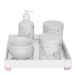 Kit Higiene Espelho Potes, Molhadeira, Porta Álcool-Gel e Capa Rosa Quarto Bebê Menina