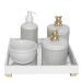 Kit Higiene Espelho Potes, Molhadeira, Porta Álcool-Gel e Capa Ursinho Dourado Quarto Bebê Unissex