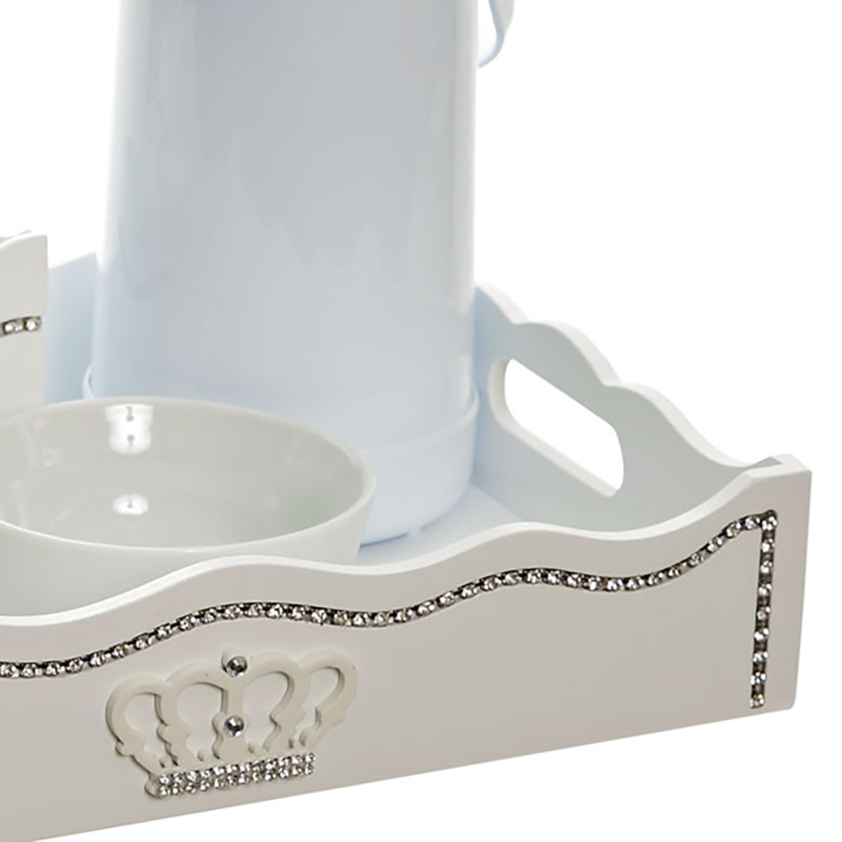 Kit Higiene Fantasia Strass Corôa Madeira Quarto Bebê Menina Menino
