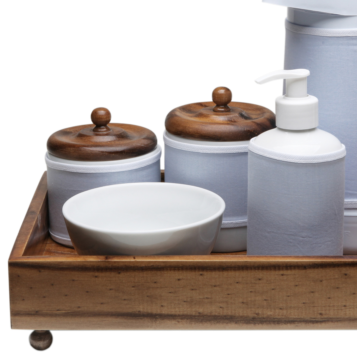 Kit Higiene Madeira Clássico Azul Quarto Bebê Infantil Menino