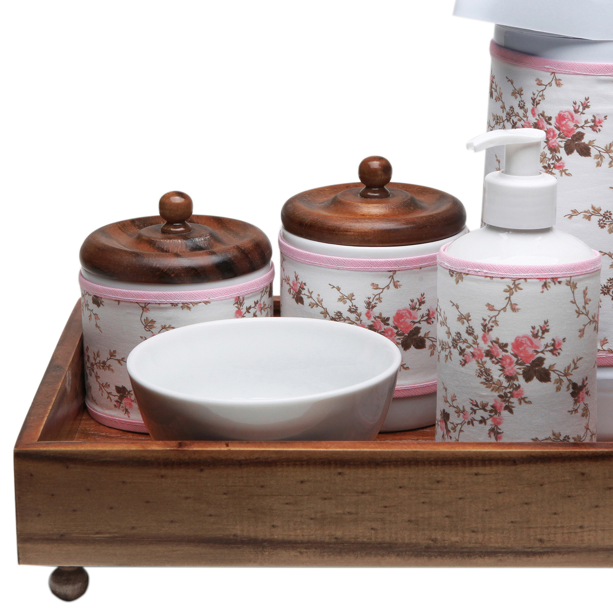 Kit Higiene Madeira Clássico Rosa Quarto Bebê Infantil Menina