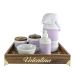 Kit Higiene Provençal Dourado Com Nome Lilás Quarto Bebê Infantil Menina