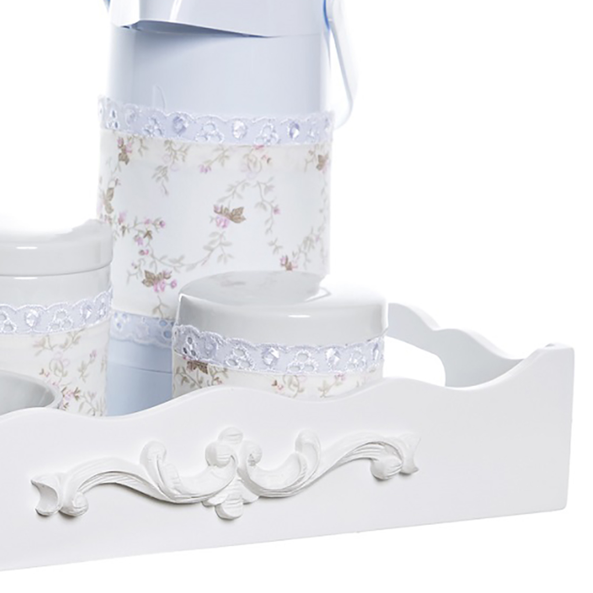 Kit Higiene Resina Arabesco Com Porta Ãlcool-Gel E Capa Quarto Bebê Infantil
