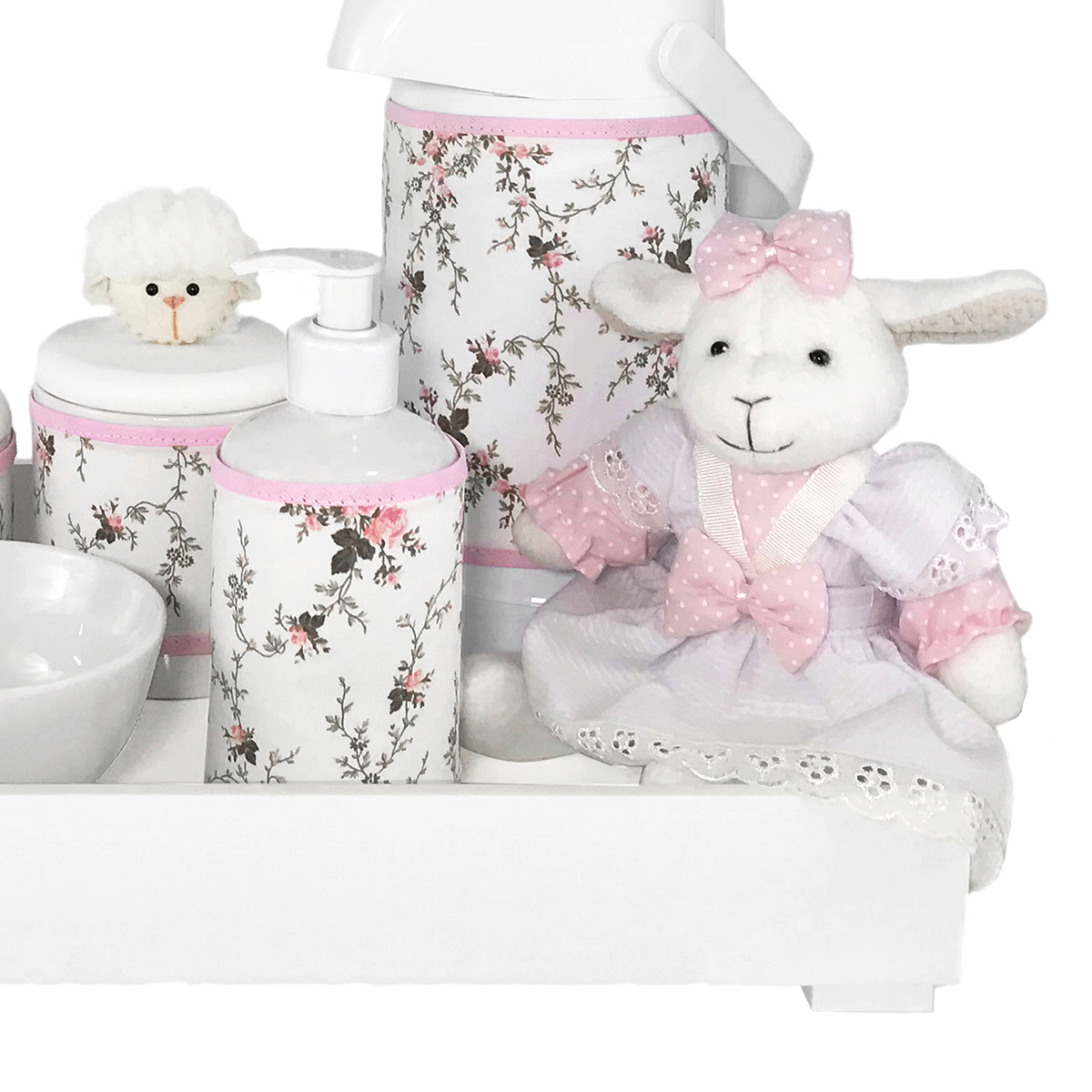 Kit Higiene Toys Claro Ovelha Rosa Quarto Bebê Infantil Menina