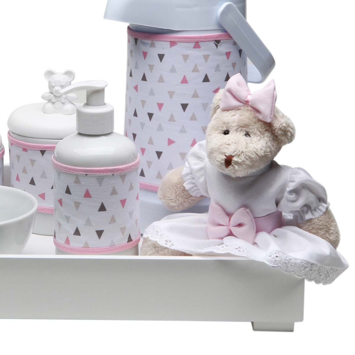 Kit Higiene Toys Claro Ursa Rosa Quarto Bebê Infantil Menina