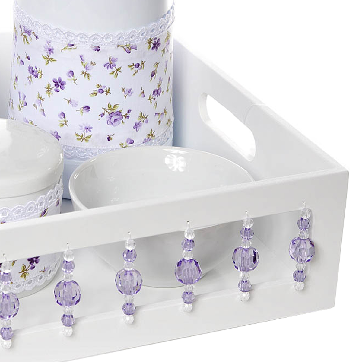 Kit Higiene com Porcelanas E Capa Pedra Lilás Quarto Bebê Infantil Menina