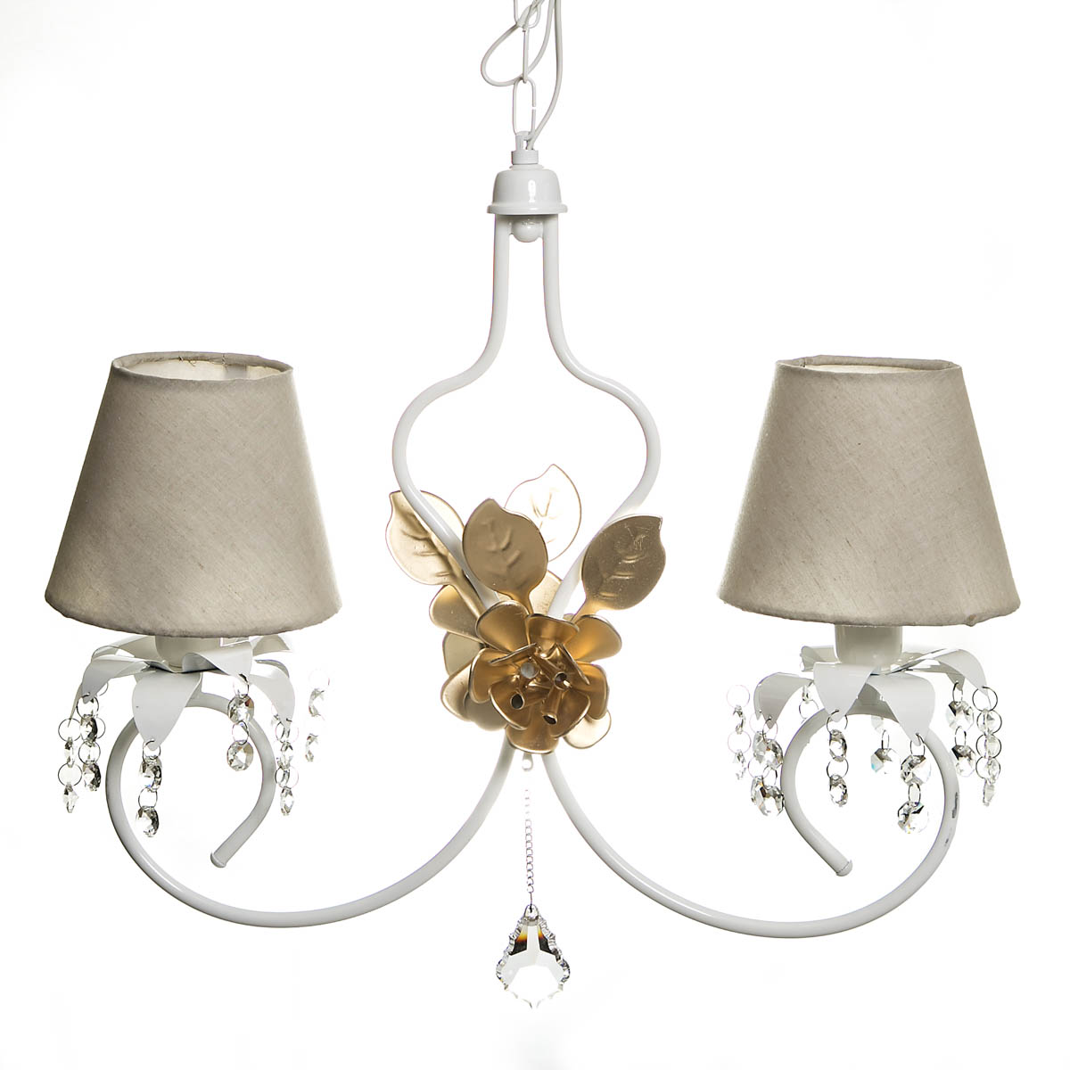 Lustre 2L Imperial Flor Dourada Quarto Bebê Infantil Menina Menino