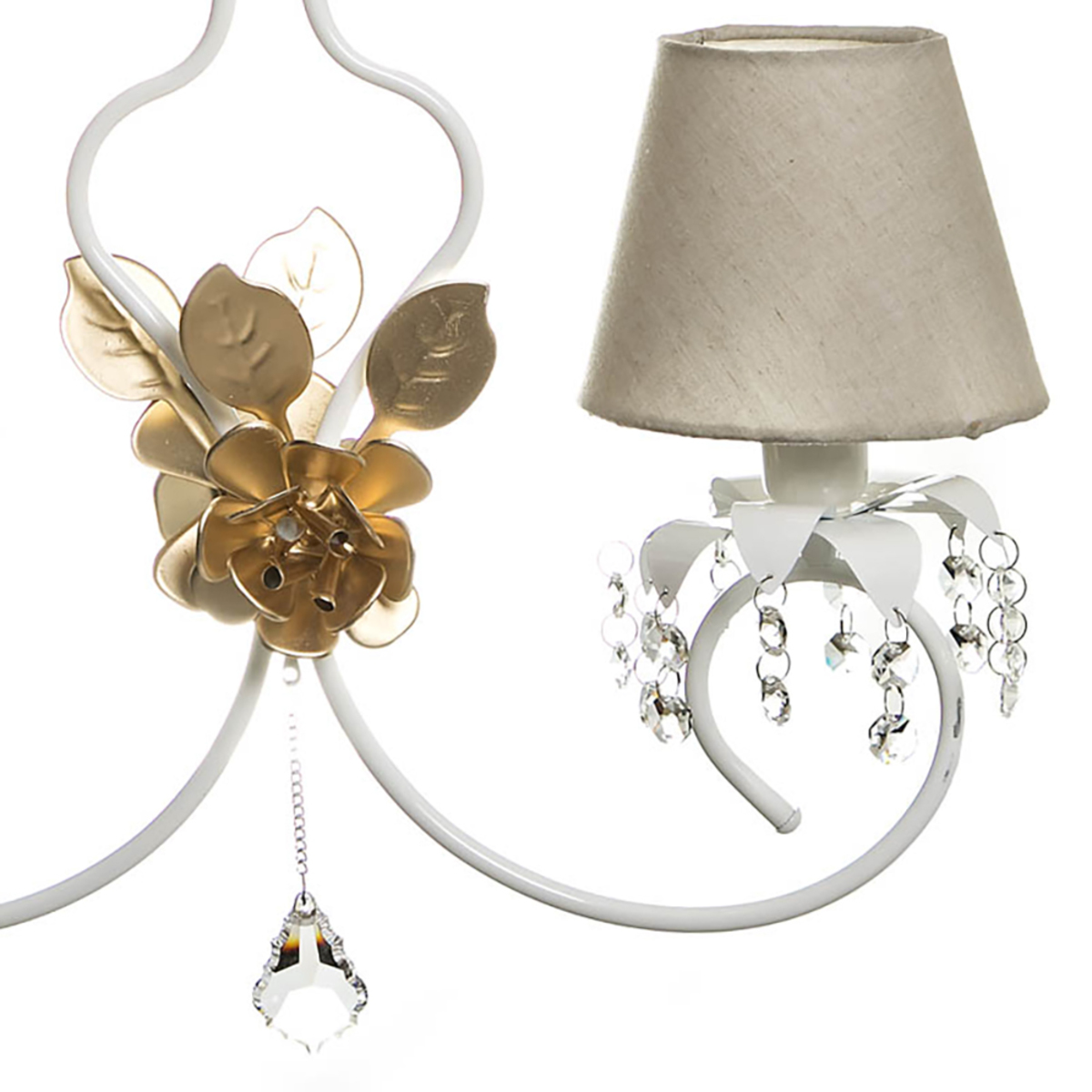 Lustre 2L Imperial Flor Dourada Quarto Bebê Infantil Menina Menino