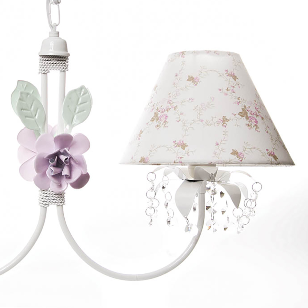 Lustre 2L Primavera Cristais 2 Flores G Rosa Quarto Bebê Infantil Menina