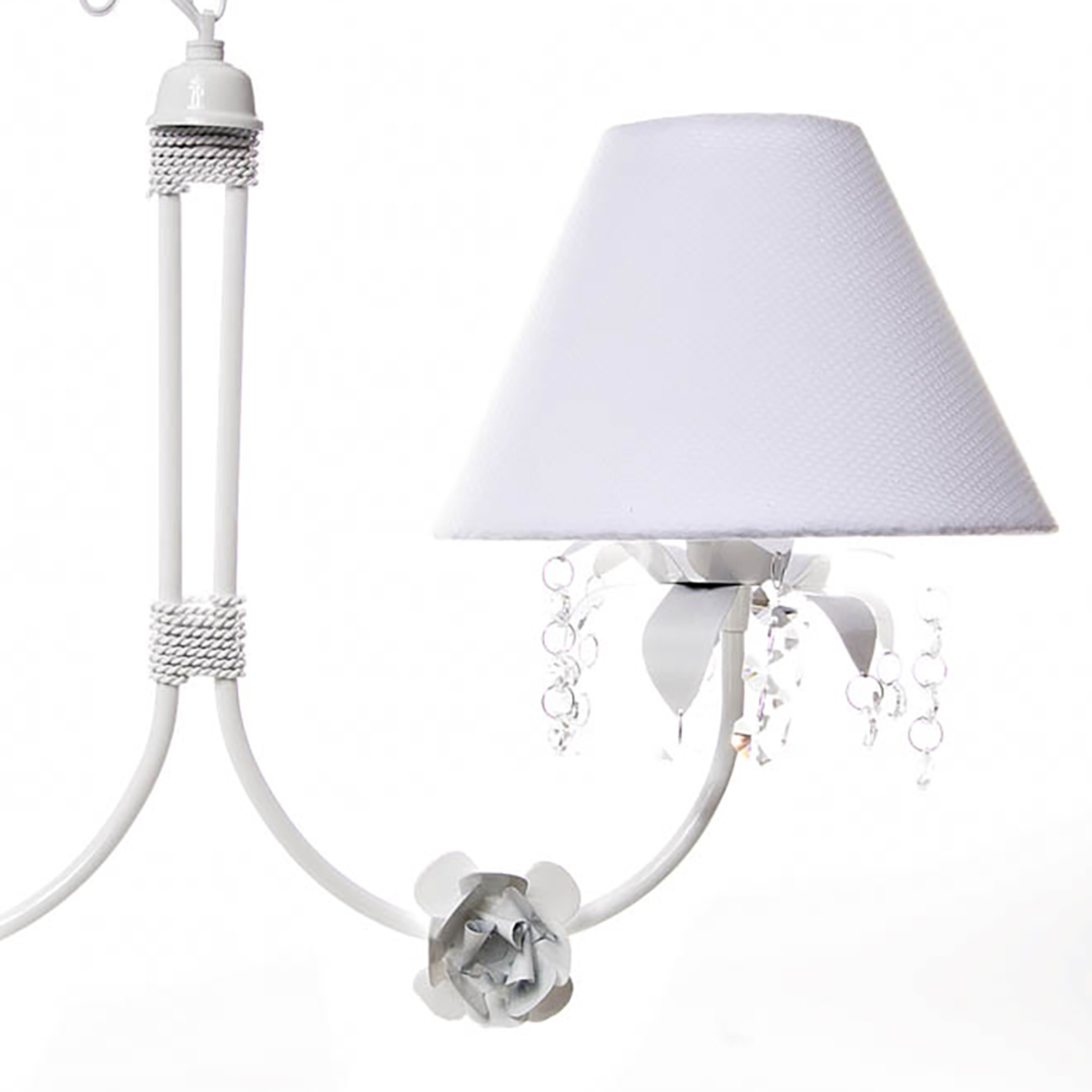 Lustre 2L Primavera Cristais 2 Flores P Branca Quarto Bebê Infantil Menina Menino