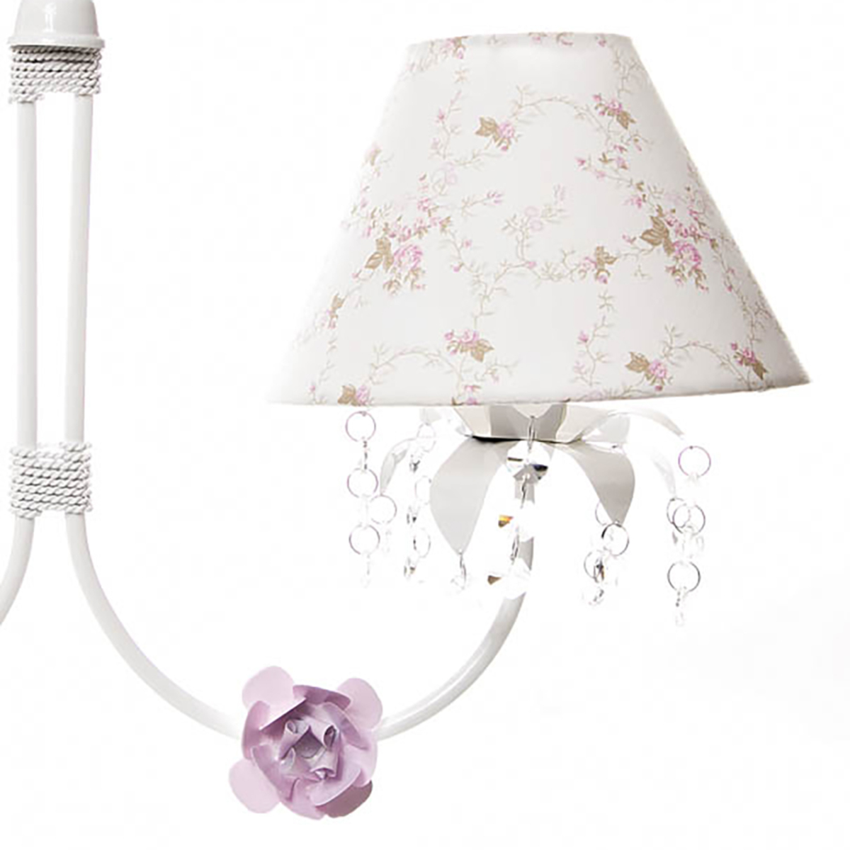 Lustre 2L Primavera Cristais 2 Flores P Rosa Quarto Bebê Infantil Menina