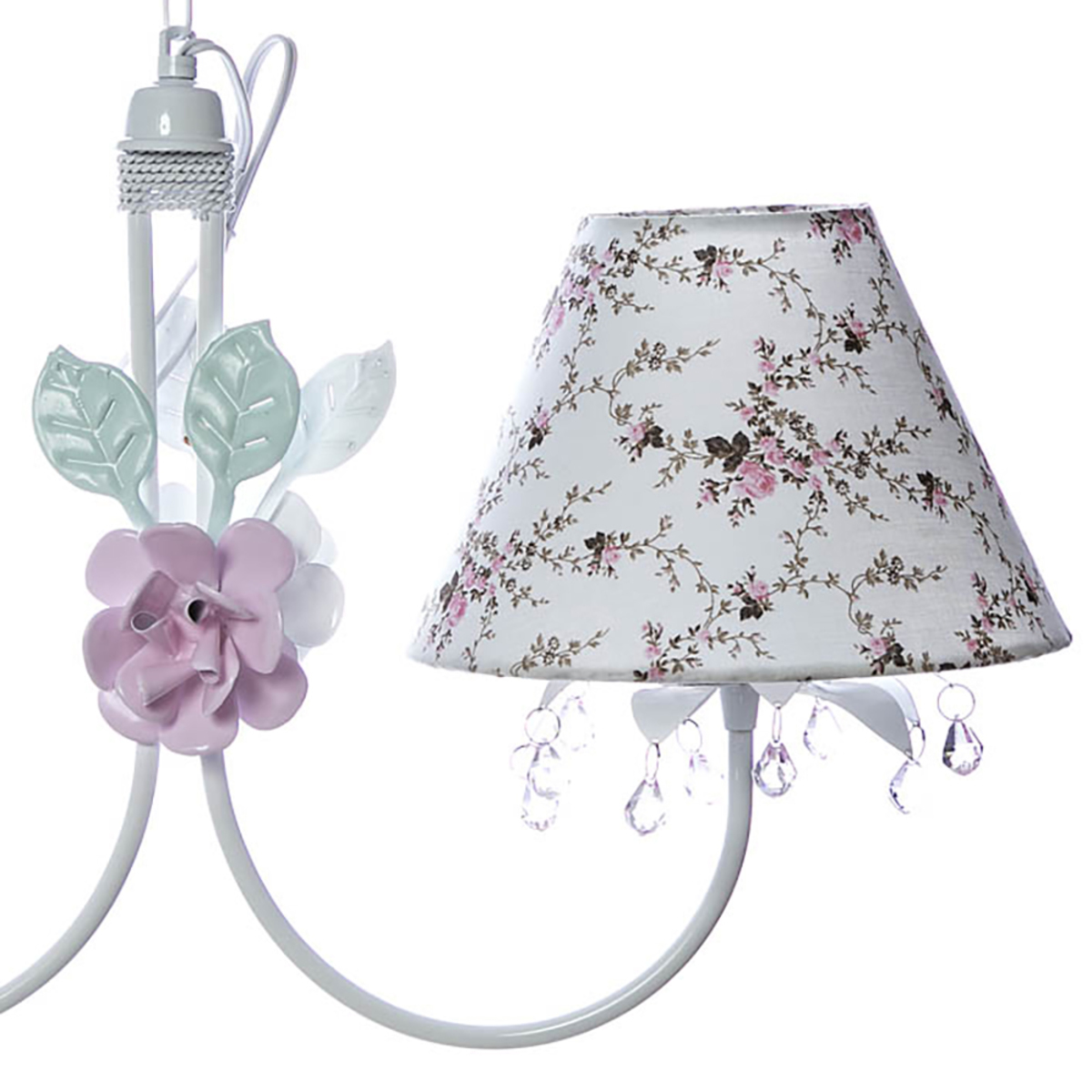 Lustre 2L Primavera Rosa 2 Flores G Rosa Quarto Bebê Infantil Menina