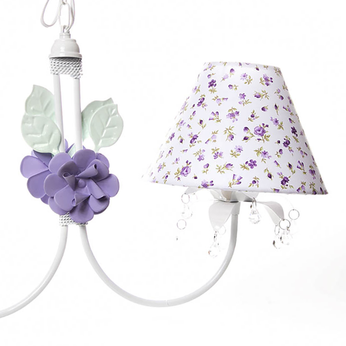 Lustre 2L Primavera Transparente 2 Flores G Lilás Quarto Bebê Infantil Menina