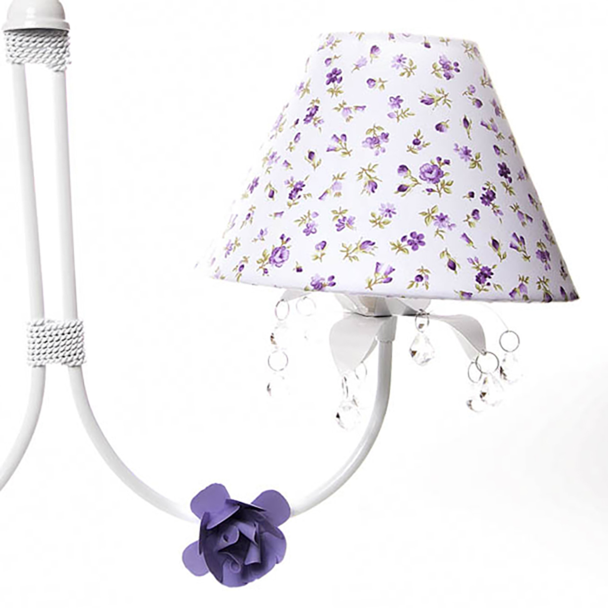 Lustre 2L Primavera Transparente 2 Flores P Lilás Quarto Bebê Infantil Menina