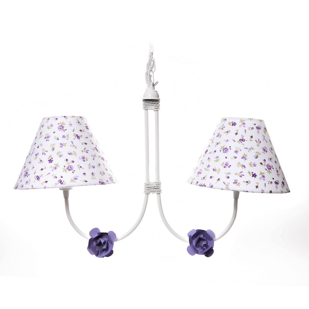 Lustre 2L Simples 2 Flores P Lilás Quarto Bebê Infantil Menina