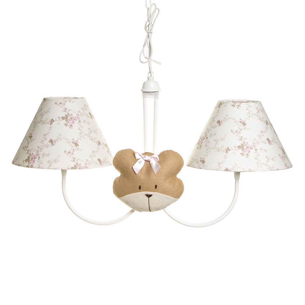 Lustre 2L Simples Com 2 Caras De Ursa Quarto Bebê Infantil