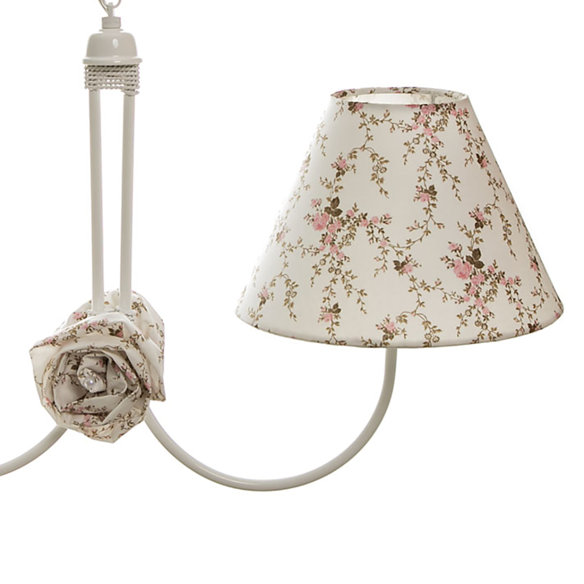Lustre 2L Simples Com 2 Flores de Tecido Quarto Bebê Infantil Menina