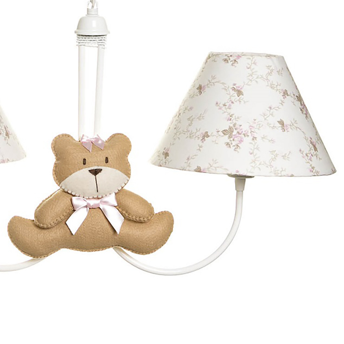 Lustre 2L Simples Com 2 Ursas Com Laço Quarto Bebê Infantil