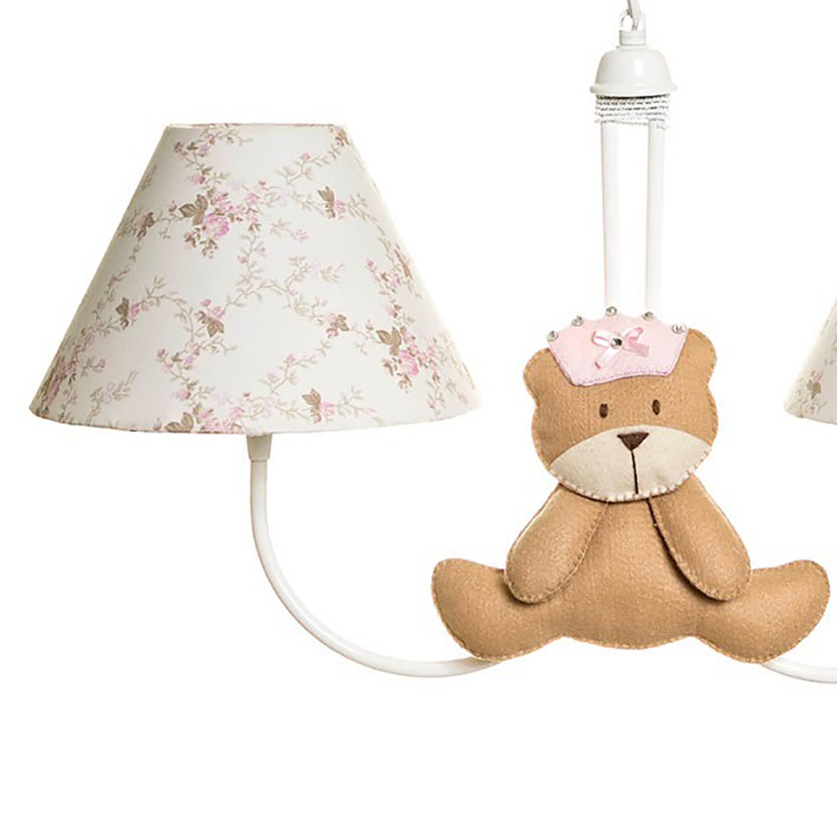 Lustre 2L Simples Com 2 Ursas Princesas Quarto Bebê Infantil