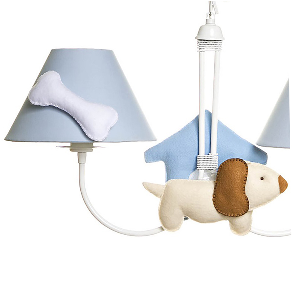 Lustre 2L Simples Com Cachorro, Casinha E Ossinho Quarto Bebê Infantil
