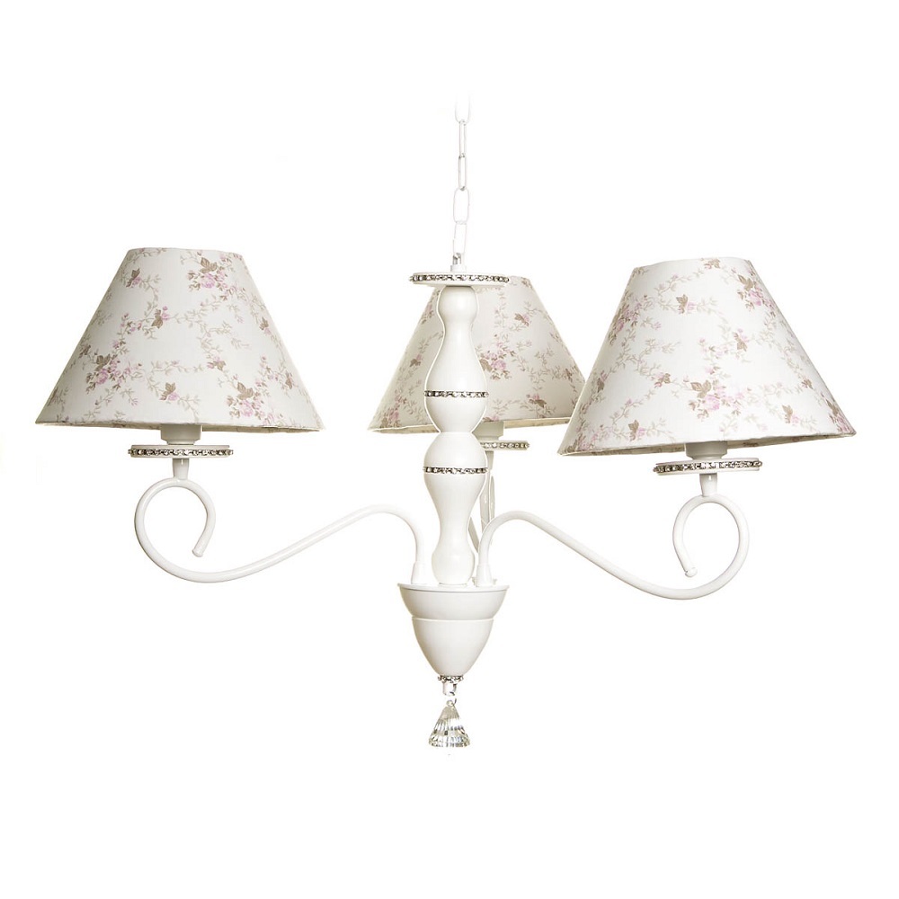 Lustre 3 Lâmpadas Haste Madeira Com Strass Quarto Bebê Infantil